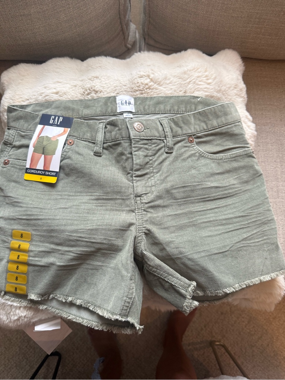 GAP Olive Green Corduroy Frayed Hem Shorts